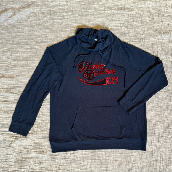 Harley Davidson Brushed Fleece Funnel Neck Sweatshirt sz XL - Picture 1 of 2